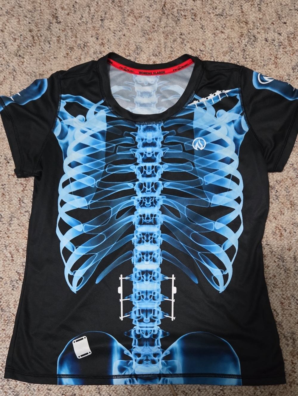 INKnBURN Black Short Sleeve Tee with Blue X-Ray Ribcage Print